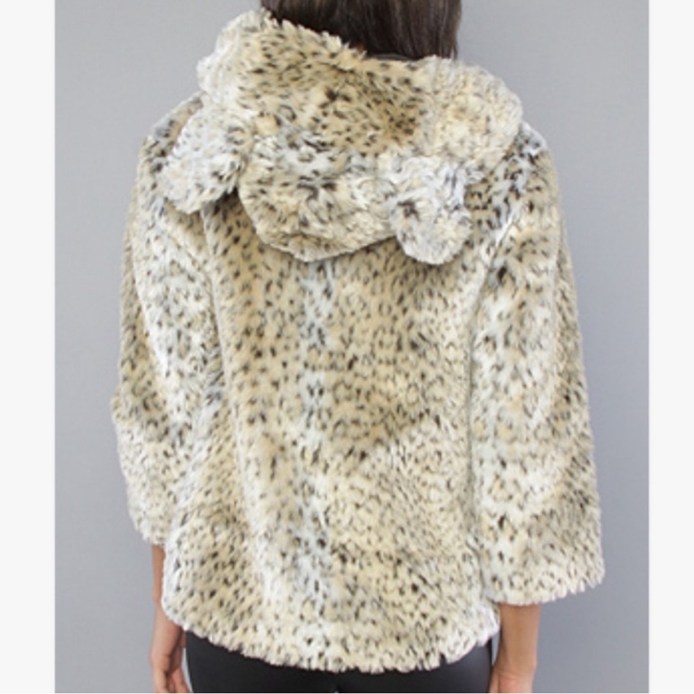 Leopard faux fur hooded jacket - Picture 8 of 9